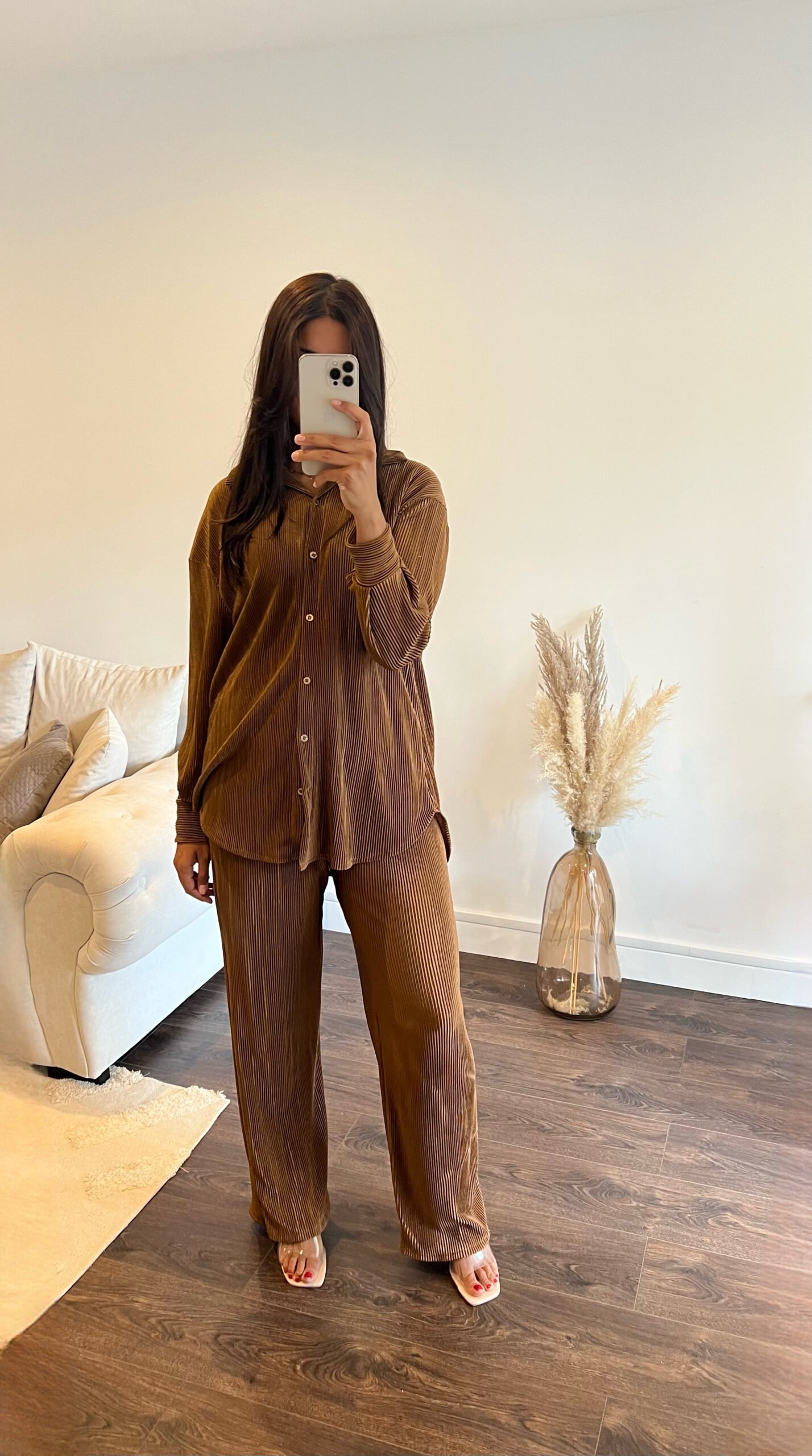 Ensemble plissé - Marron