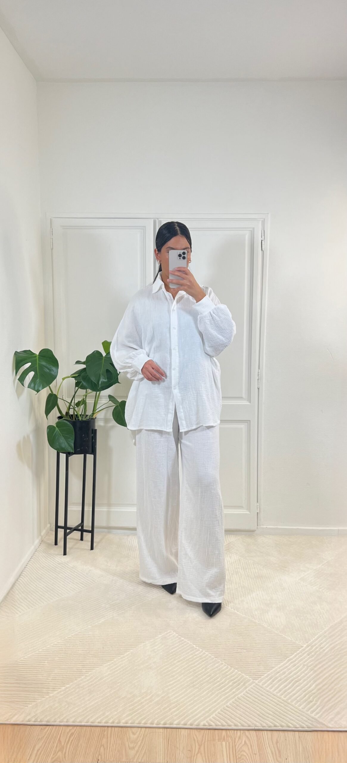 Ensemble en gaz de coton - Blanc