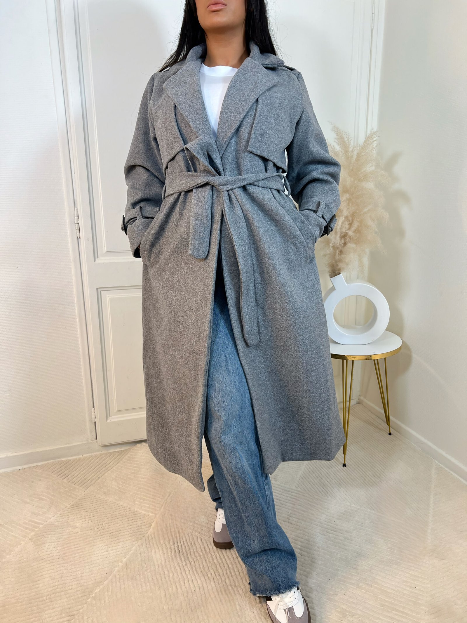 Manteau coupe trench Gris – Image 2