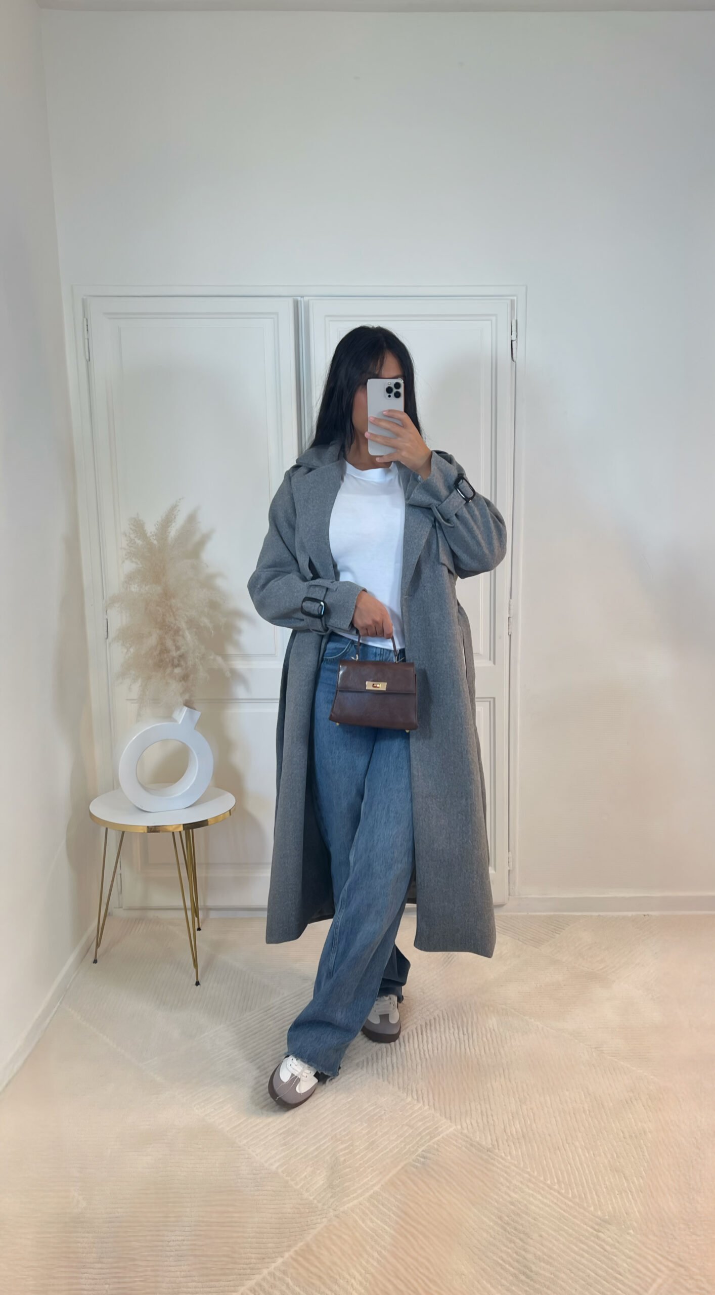 Manteau coupe trench Gris